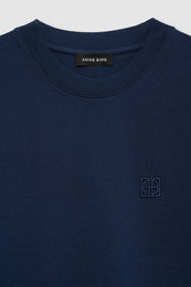 ANINE BING Lili Tee Framed Monogram - Washed Navy - Detail View 
