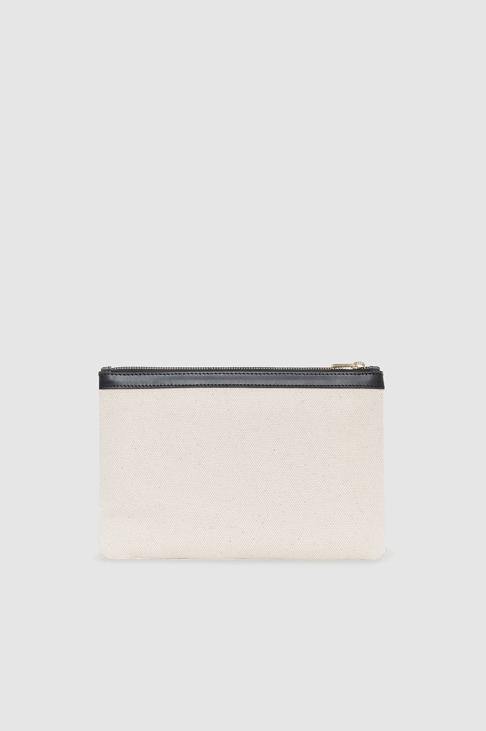 ANINE BING Lili Pouch - Natural Canvas With Black - back view