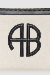 ANINE BING Lili Pouch - Natural Canvas With Black - detail view