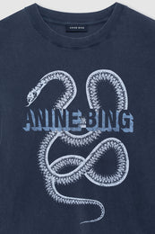 ANINE BING Lili Tee Snake - Washed Black - detail view
