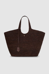 ANINE BING Lili Tote Raphia - Dark Brown - front view