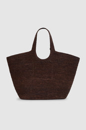 ANINE BING Lili Tote Raphia - Dark Brown - back view