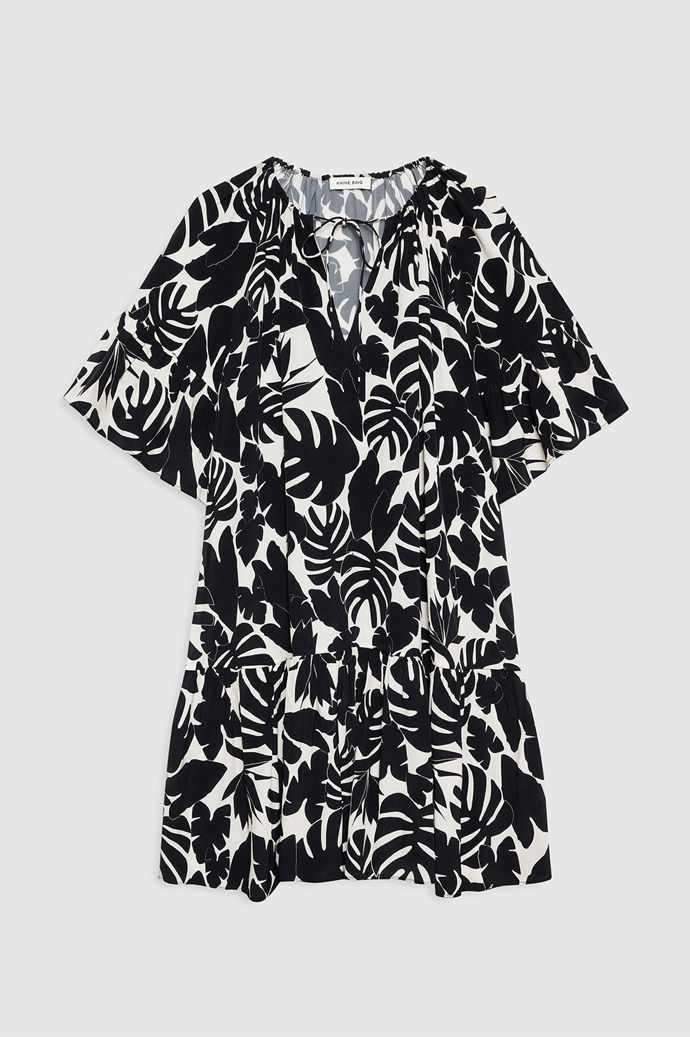 ANINE BING Lolita Dress - Black Bird Of Paradise - Front View 