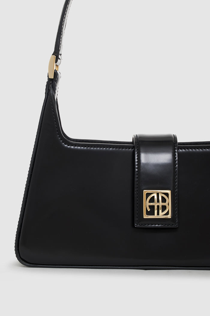 ANINE BING Lou Shoulder Bag - High-Shine Black