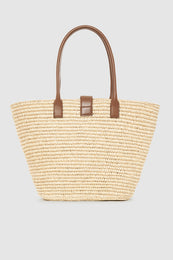 ANINE BING Lou Tote Monogram - Natural With Cognac