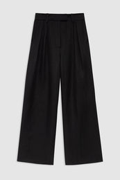 ANINE BING Lou Trouser - Black Linen Blend - front view