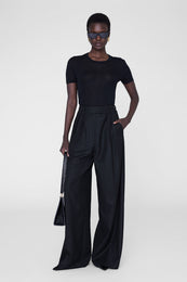 ANINE BING Lou Trouser - Black Pinstripe - On Model Front View