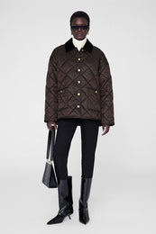 ANINE BING Luca Padded Jacket - Deep Brown - On Model Front Second Image