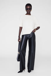 ANINE BING Manon Pant - Black Recycled Leather - on model front