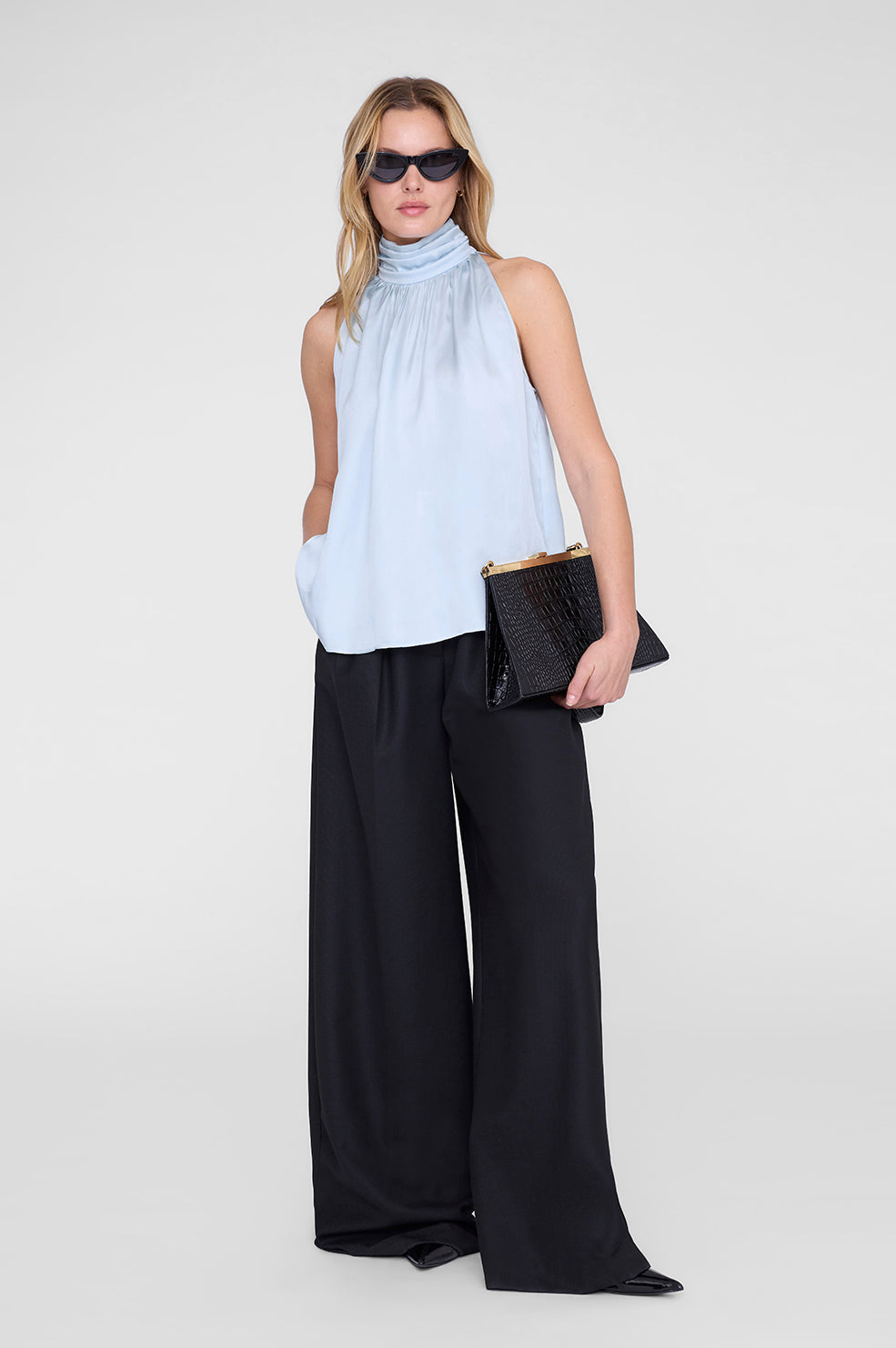 ANINE BING Marie Top - Pale Blue - on model front second image