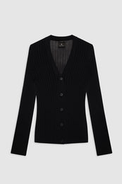 featured-img|ANINE BING Matheo Cardigan - Black - Front View 