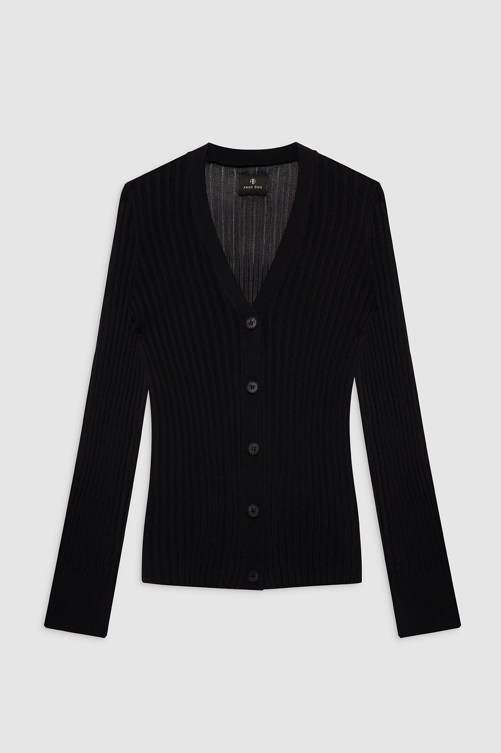 featured-img|ANINE BING Matheo Cardigan - Black - Front View 
