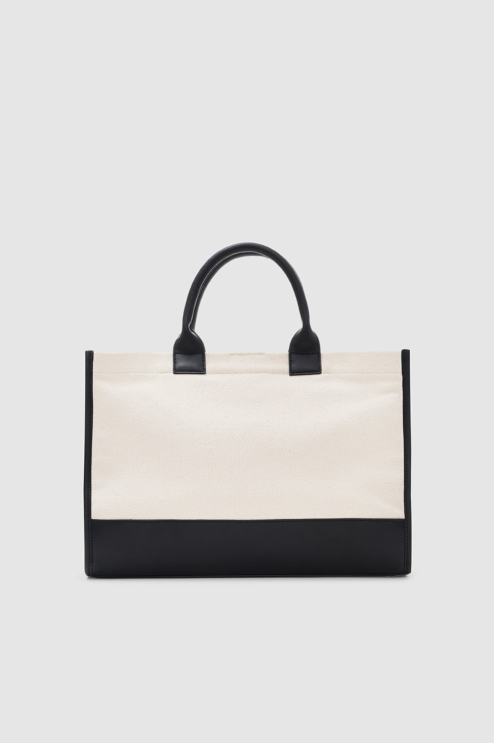 Medium Lara Tote - Natural Canvas With Black View 3