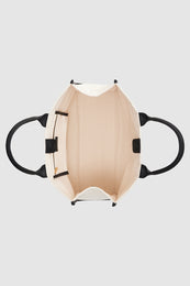 ANINE BING Medium Lara Tote - Natural Canvas With Black - inside view