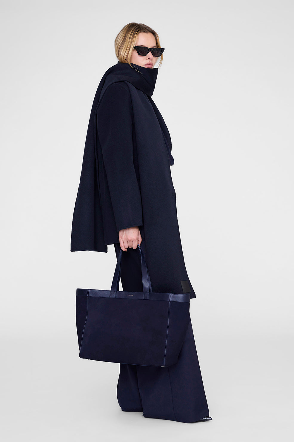 Medium Rio Tote - Navy Suede