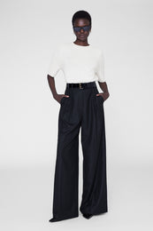 ANINE BING Mila Belt - Black Patent - on model front