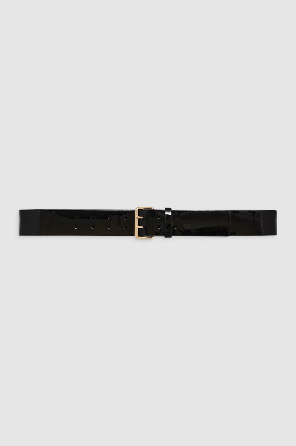 ANINE BING Mila Belt - Black Patent - front view