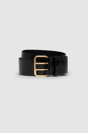 ANINE BING Mila Belt - Black Patent - detail view