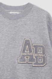 ANINE BING Miles Oversized Sweatshirt Letterman - Medium Heather Grey