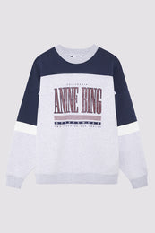ANINE BING Miles Sweatshirt Sport Colorblock - Heather Grey - front view