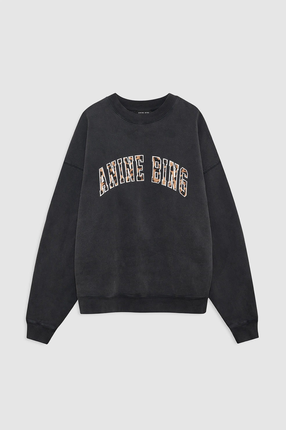 ANINE BING Miles Sweatshirt Anine Bing Leopard - Washed Black - Front View