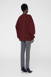 ANINE BING Miles Sweatshirt Chenille Signature - Cabernet - On Model Back