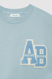 ANINE BING Miles Oversized Sweatshirt Letterman - Pastel Blue - Detail View