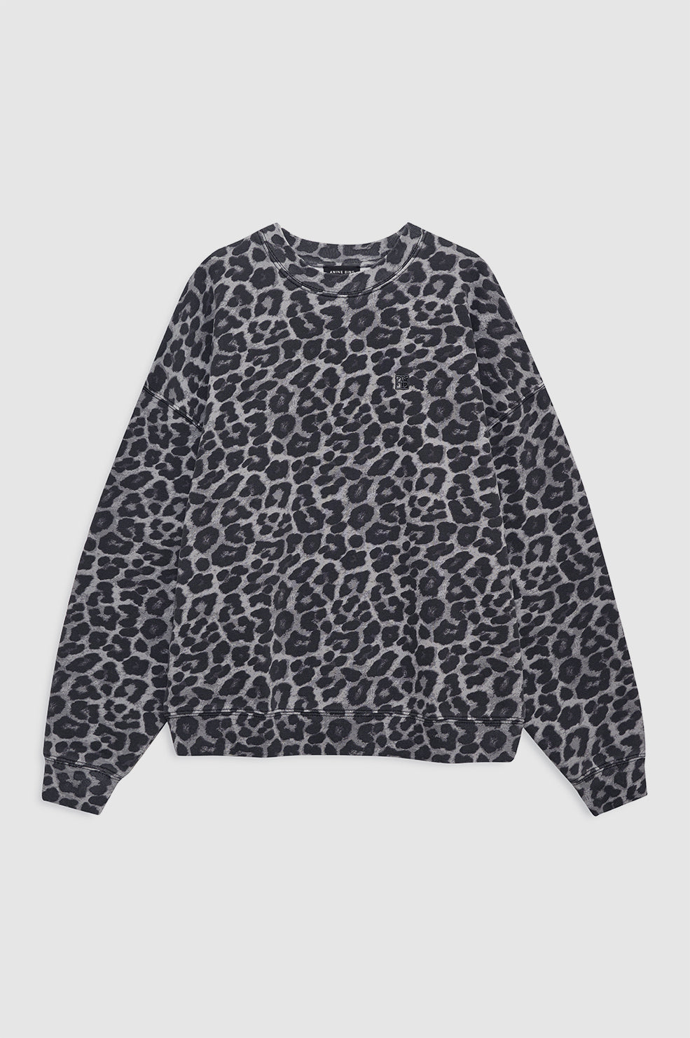 ANINE BING Miles Sweatshirt - Grey Leopard - Front View