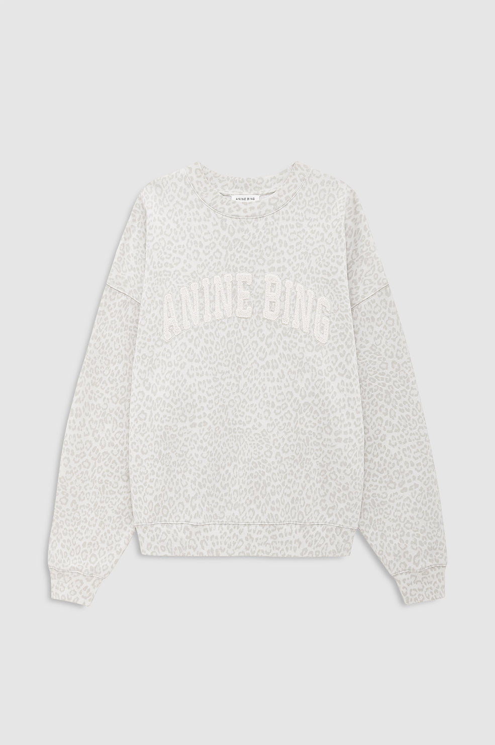 ANINE BING Miles Sweatshirt Anine Bing - Washed White Leopard - front view