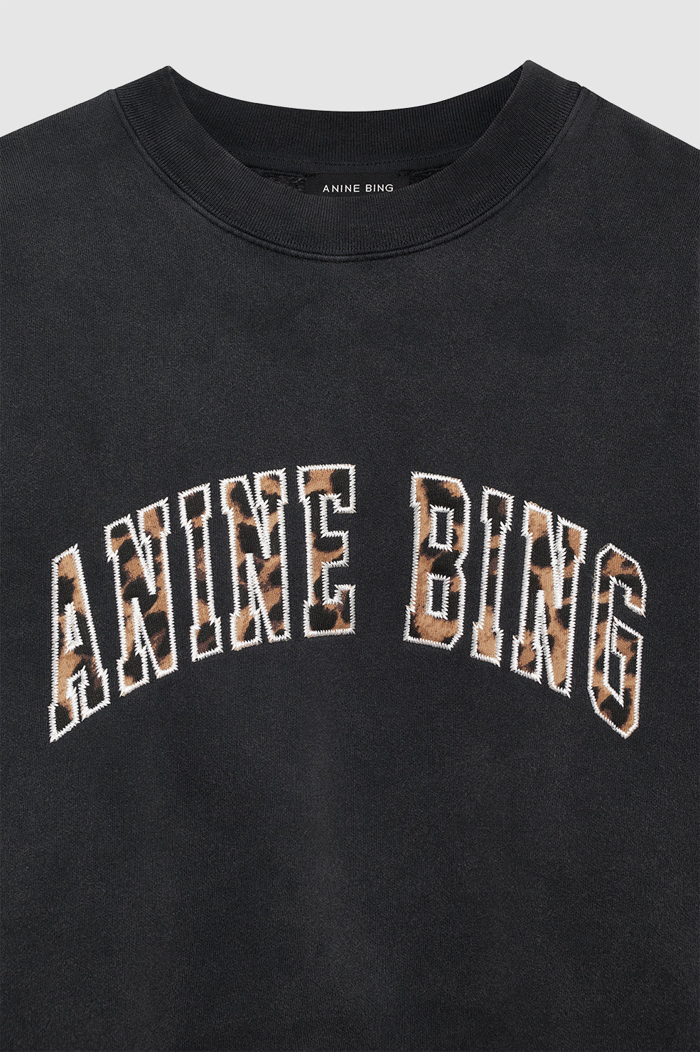 ANINE BING Miles Sweatshirt Anine Bing Leopard - Washed Black - Detail View