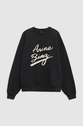 featured-img|ANINE BING Miles Sweatshirt Chenille Signature - Black - Front View
