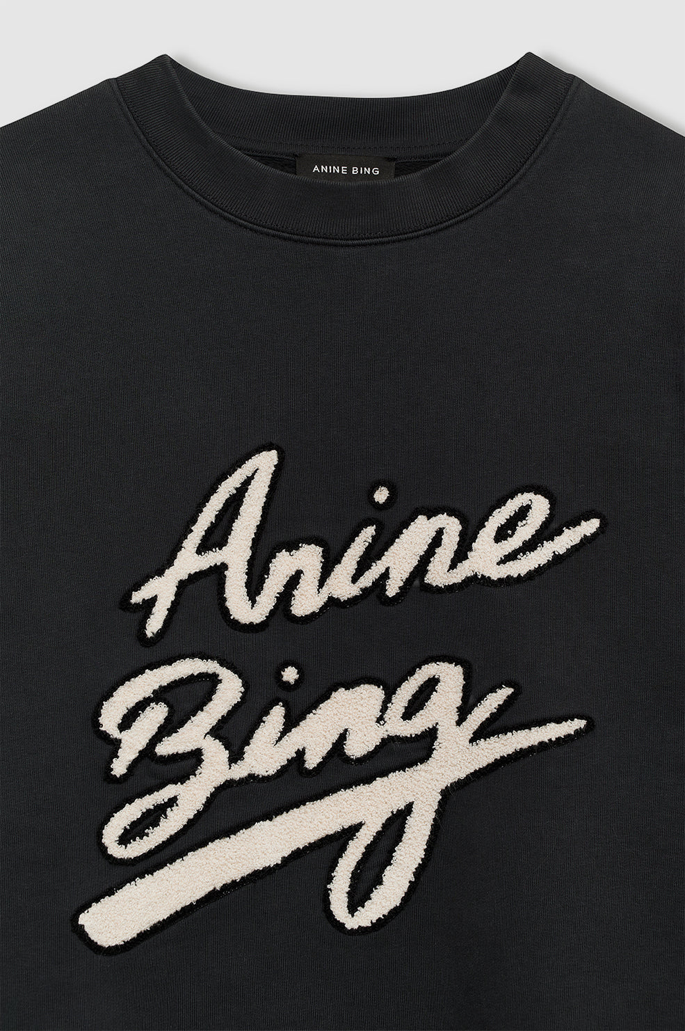 ANINE BING Miles Sweatshirt Chenille Signature - Black - Detail view