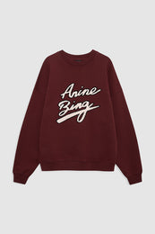 featured-img|ANINE BING Miles Sweatshirt Chenille Signature - Cabernet - Front View