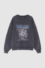 ANINE BING Miles Sweatshirt Leo Muse - Washed Black - front view