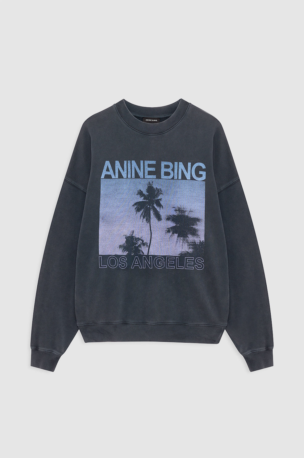 ANINE BING Miles Sweatshirt Palms - Washed Grey - front view