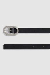 ANINE BING Mini Signature Link Belt - Black With Silver