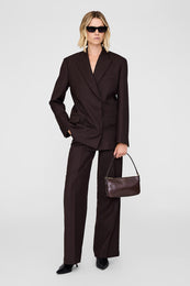 ANINE BING Mini Elly Bag - Dark Brown - Front View - On Model View