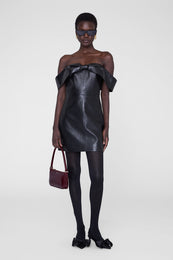 ANINE BING Mini Elly Bag - Oxblood Crinkled Patent - on model front 