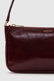 ANINE BING Mini Elly Bag - Oxblood Crinkled Patent - Detail view