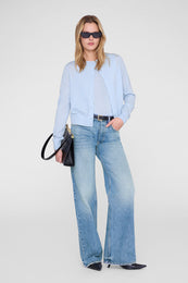 ANINE BING Moni Crop Cardigan - Pale Blue - on model front