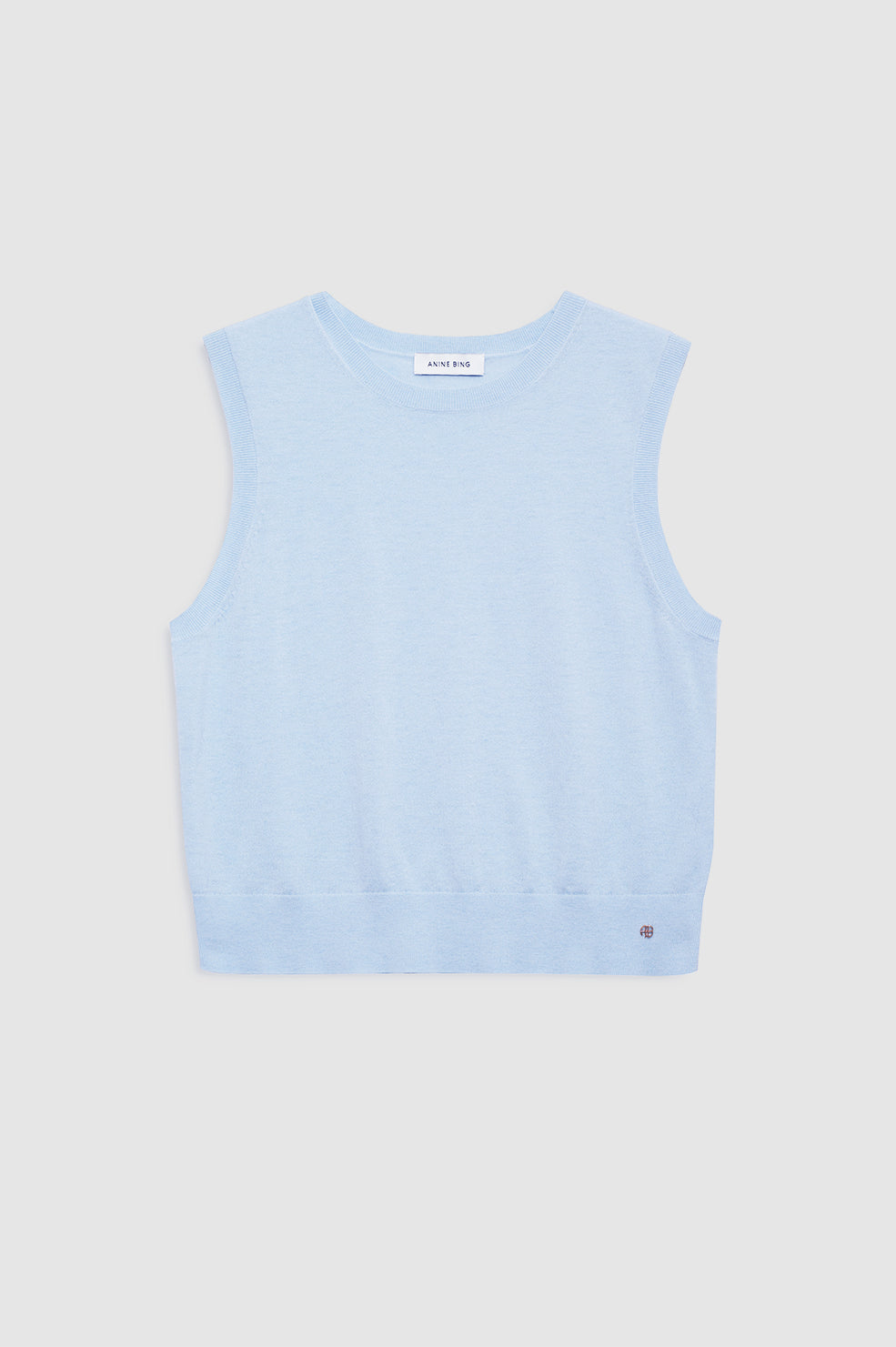 ANINE BING Moni Crop Tank - Pale Blue - front view