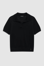 ANINE BING Moni Polo Sweater - Black - front view