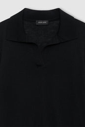 ANINE BING Moni Polo Sweater - Black - detail view