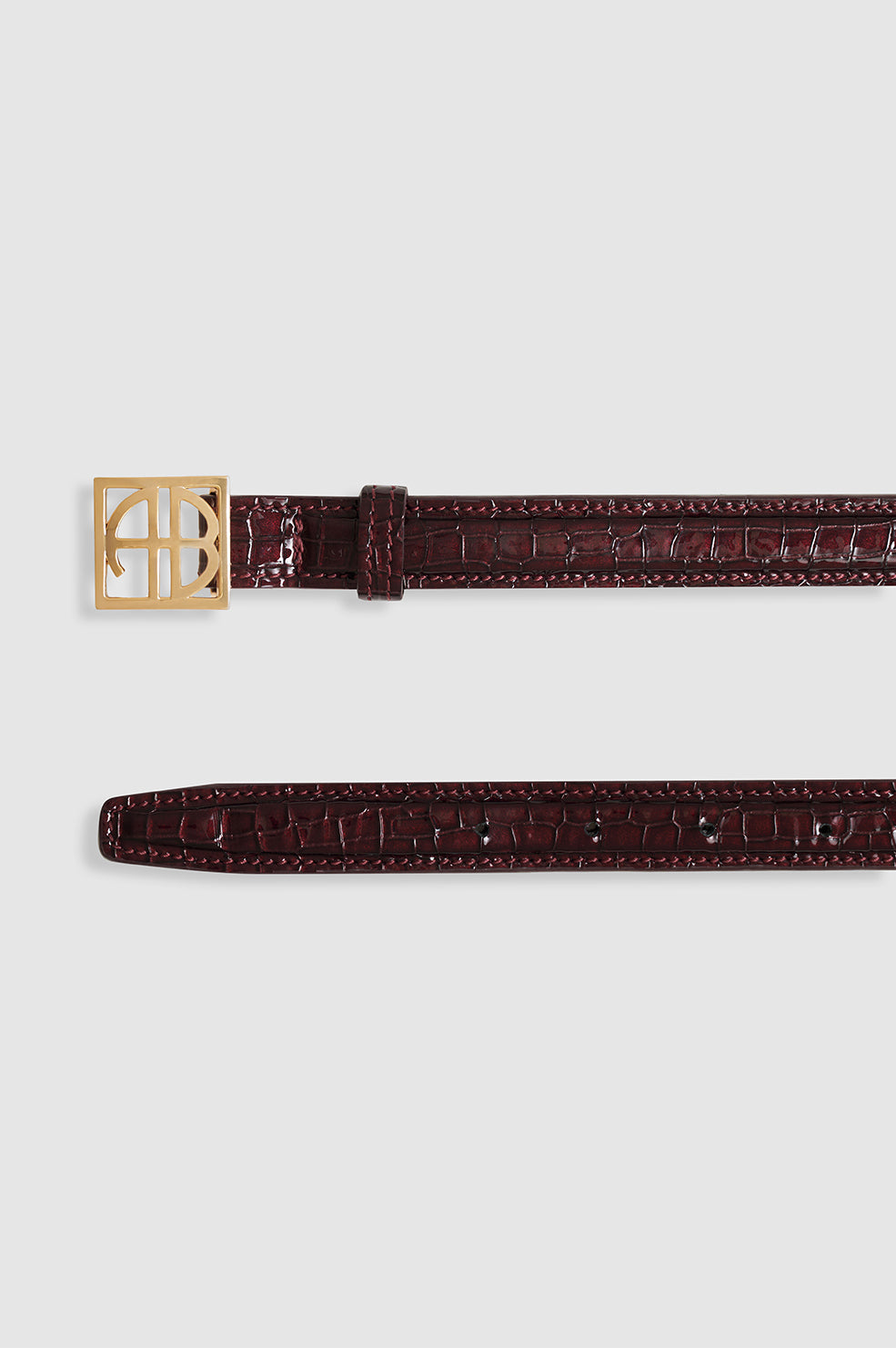 ANINE BING Monogram Belt - Burgundy Small Embossed