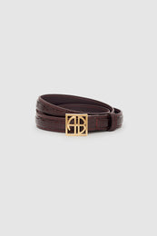 ANINE BING Monogram Belt - Burgundy Small Embossed