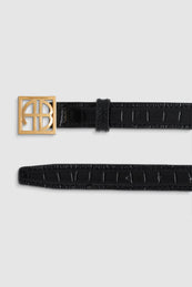 ANINE BING Monogram Belt - Black Embossed