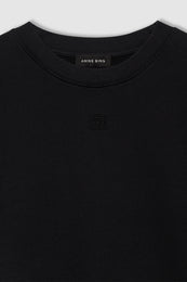 ANINE BING Myers Cropped Tee - Faded Black French Terry - Detail View 