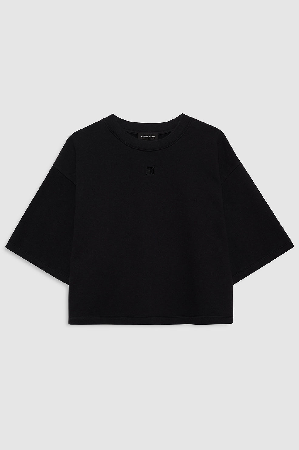 Myers Cropped Tee - Black Stripe French Terry View 3