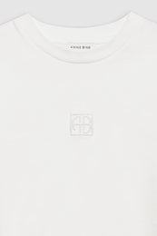 ANINE BING Myers Cropped Tee Framed Monogram - Ivory