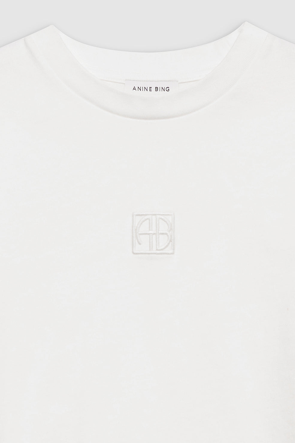 ANINE BING Myers Cropped Tee Framed Monogram - Ivory